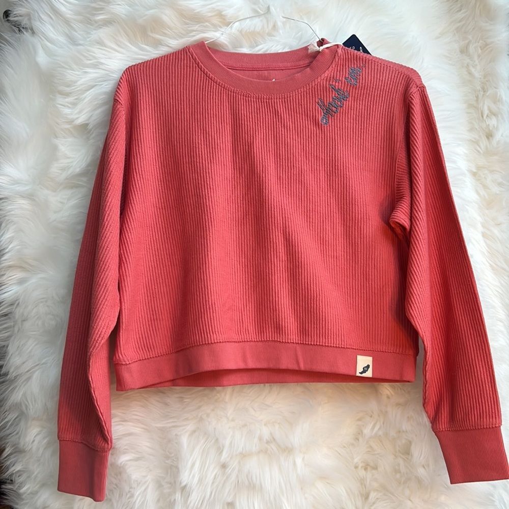 NWT University of Texas Hook ‘em cropped corded crewneck